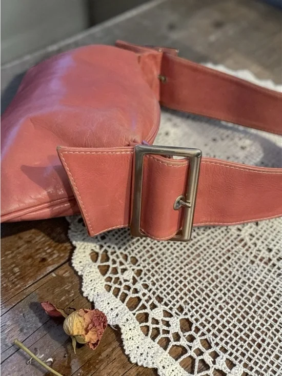 Vintage 90s Y2K Jenny VERA PELLE made in ITALY Pink Leather Hobo Bag - Picture 3 of 16